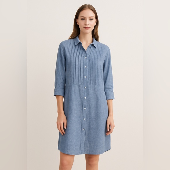 Angela Romano Amalfi Dresses & Skirts - Angela Romano Amalfi Linen Shirtdress S Blue Coastal Made in Italy Old Money